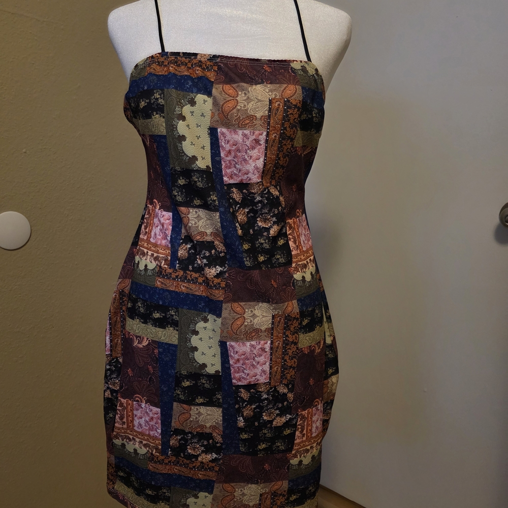 Elegant Patchwork Strapless Dress